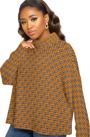 - Diamond Sun Women's Turtleneck Imitation Knitted Sweater Voluptuous (+) Plus Size - womens sweater at TFC&H Co.