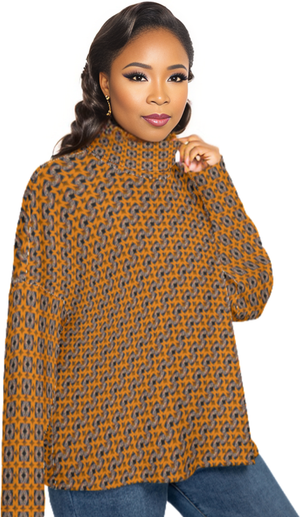 - Diamond Sun Women's Turtleneck Imitation Knitted Sweater Voluptuous (+) Plus Size - womens sweater at TFC&H Co.