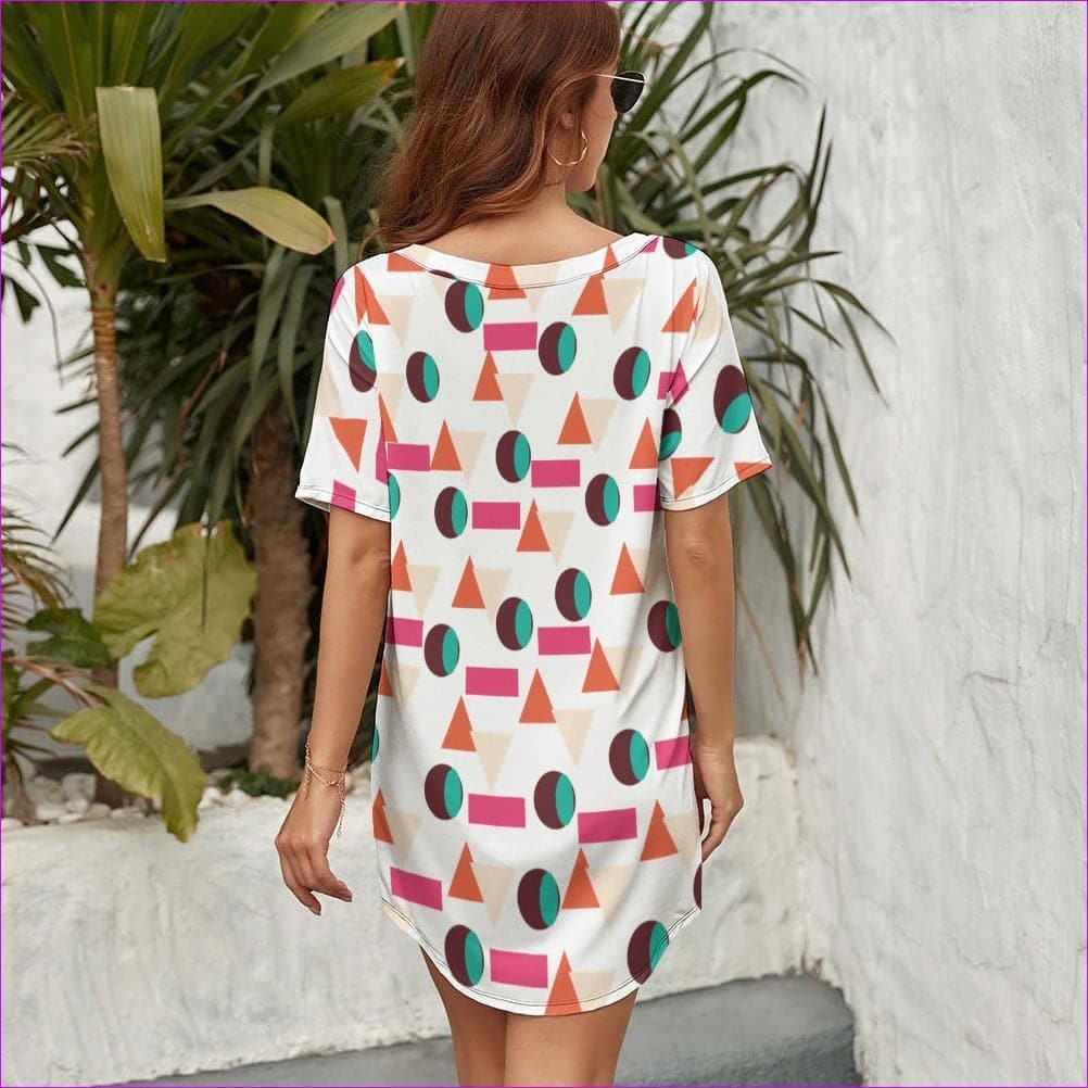 Disco Round Neck Doll Sleeve Loose T-Shirt/Dress - 2 options - women's t-shirt dress at TFC&H Co.