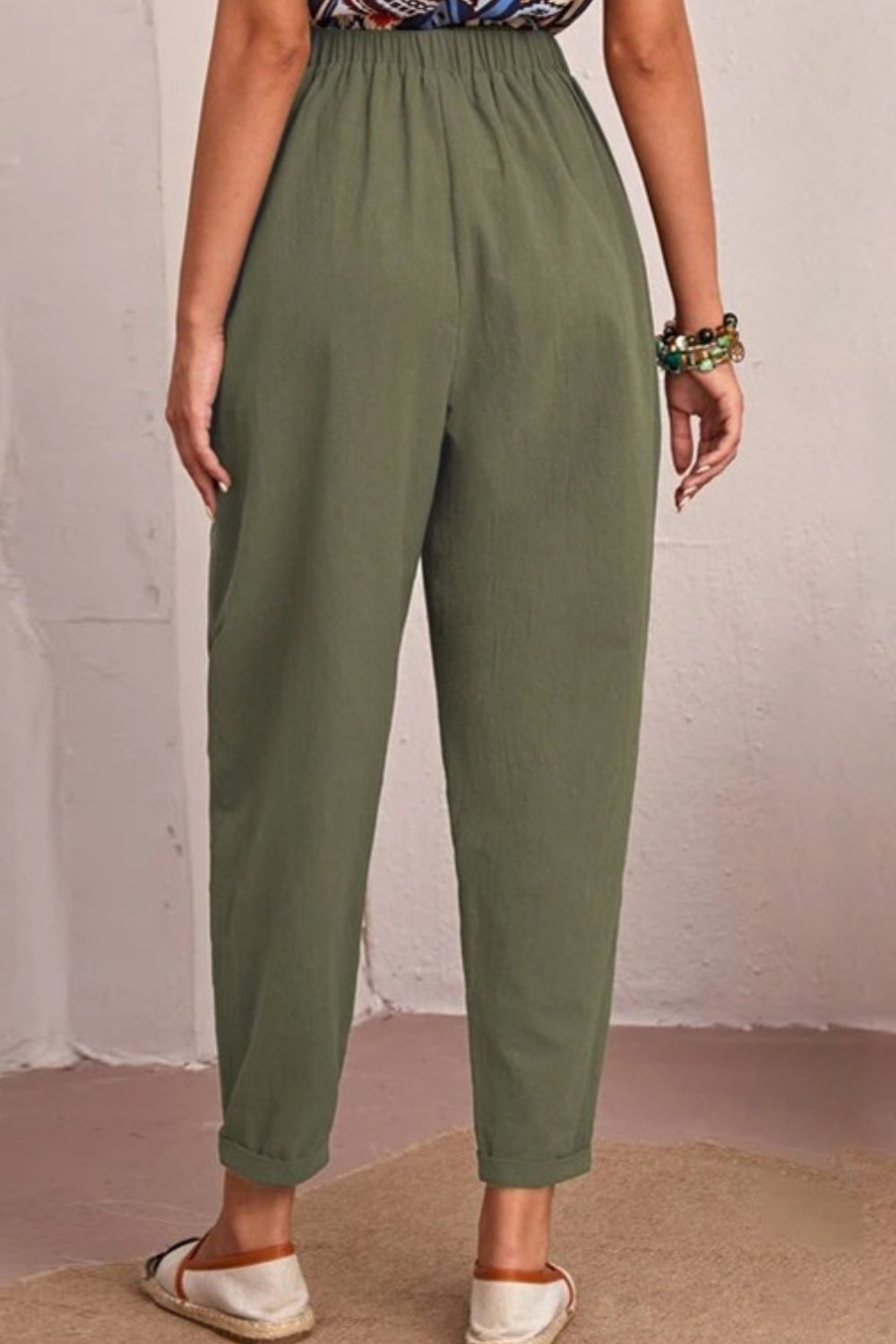 - Elastic Waist Pocket Tapered Pants - 2 colors - womens pants at TFC&H Co.