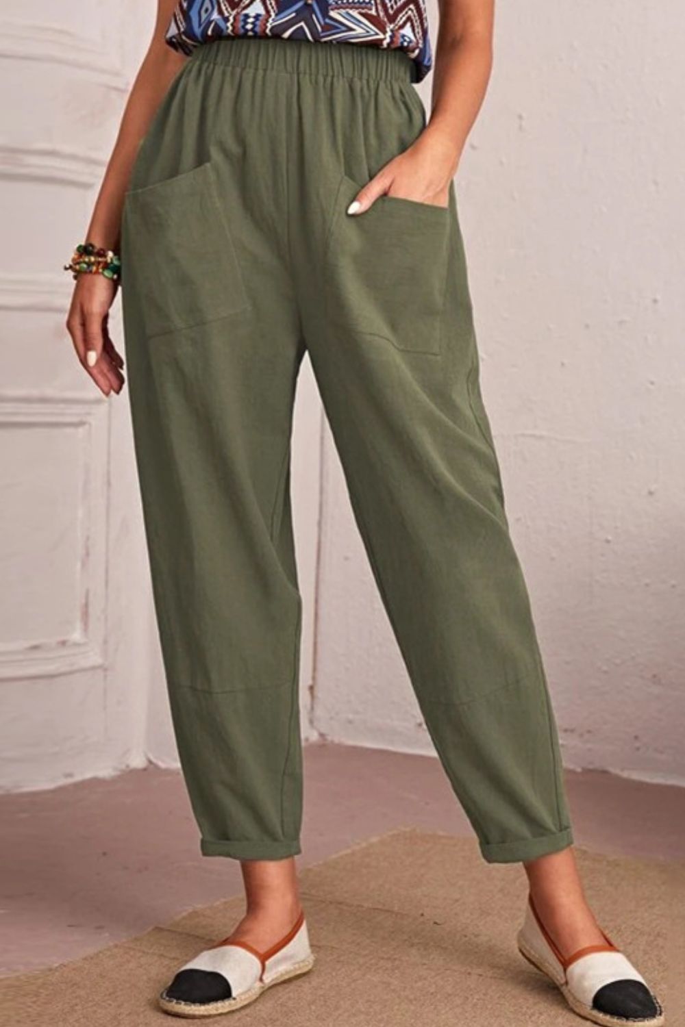 MOSS - Elastic Waist Pocket Tapered Pants - 2 colors - womens pants at TFC&H Co.