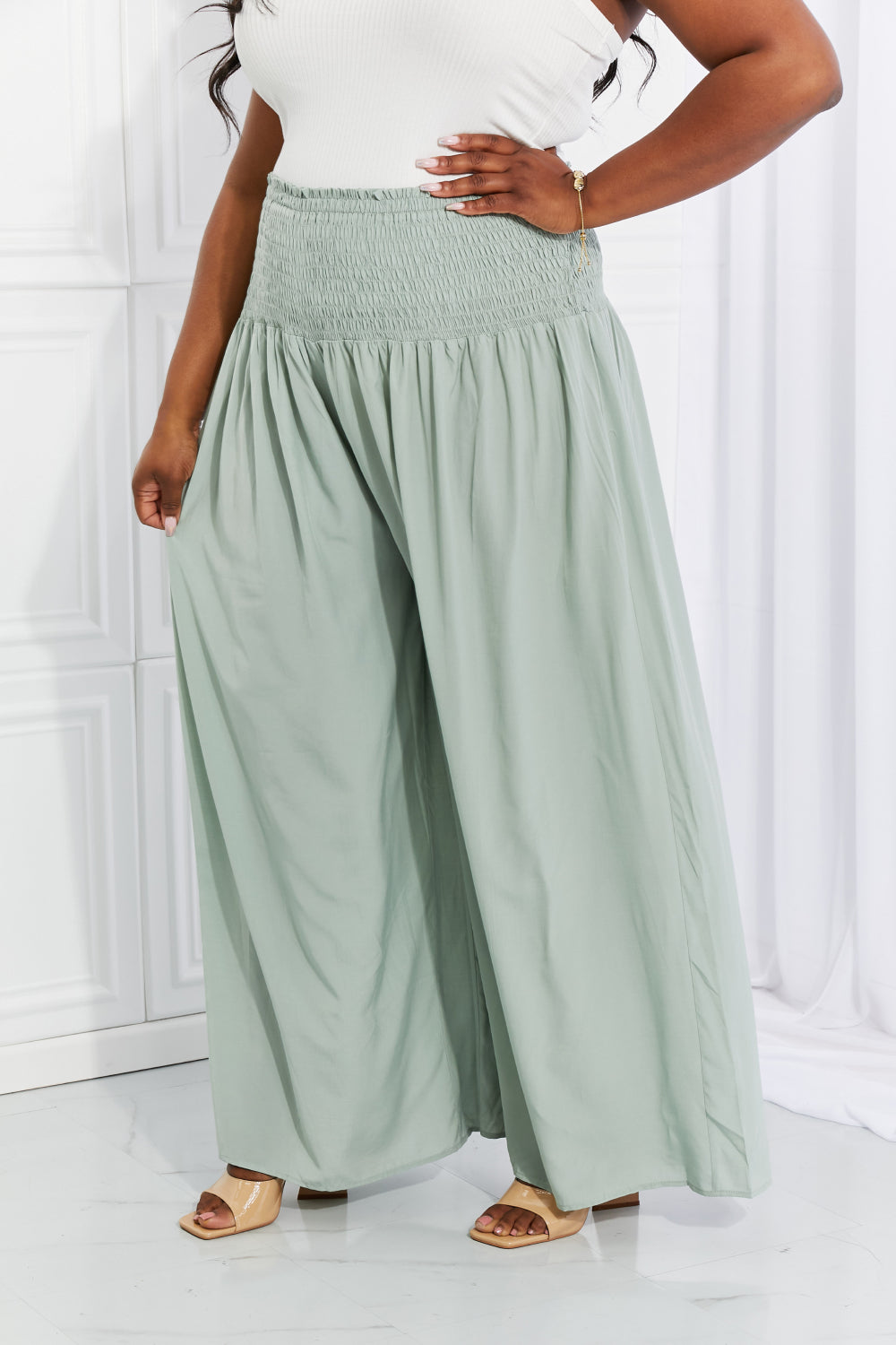 - HEYSON Full Size Beautiful You Smocked Palazzo Pants - Ships from The US - womens pants at TFC&H Co.