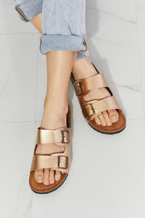 - MMShoes Best Life Double-Banded Slide Sandal in Gold - Ships from The US - womens slides at TFC&H Co.