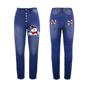 - Snow Man's Delight Women's Christmas Jeans - womens jeans at TFC&H Co.
