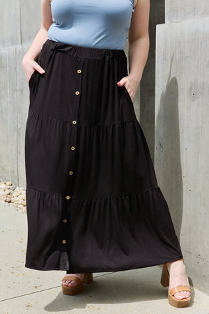 BLACK Heimish So Easy Full Size Solid Maxi Skirt - Ships from The USA - women's skirt at TFC&H Co.