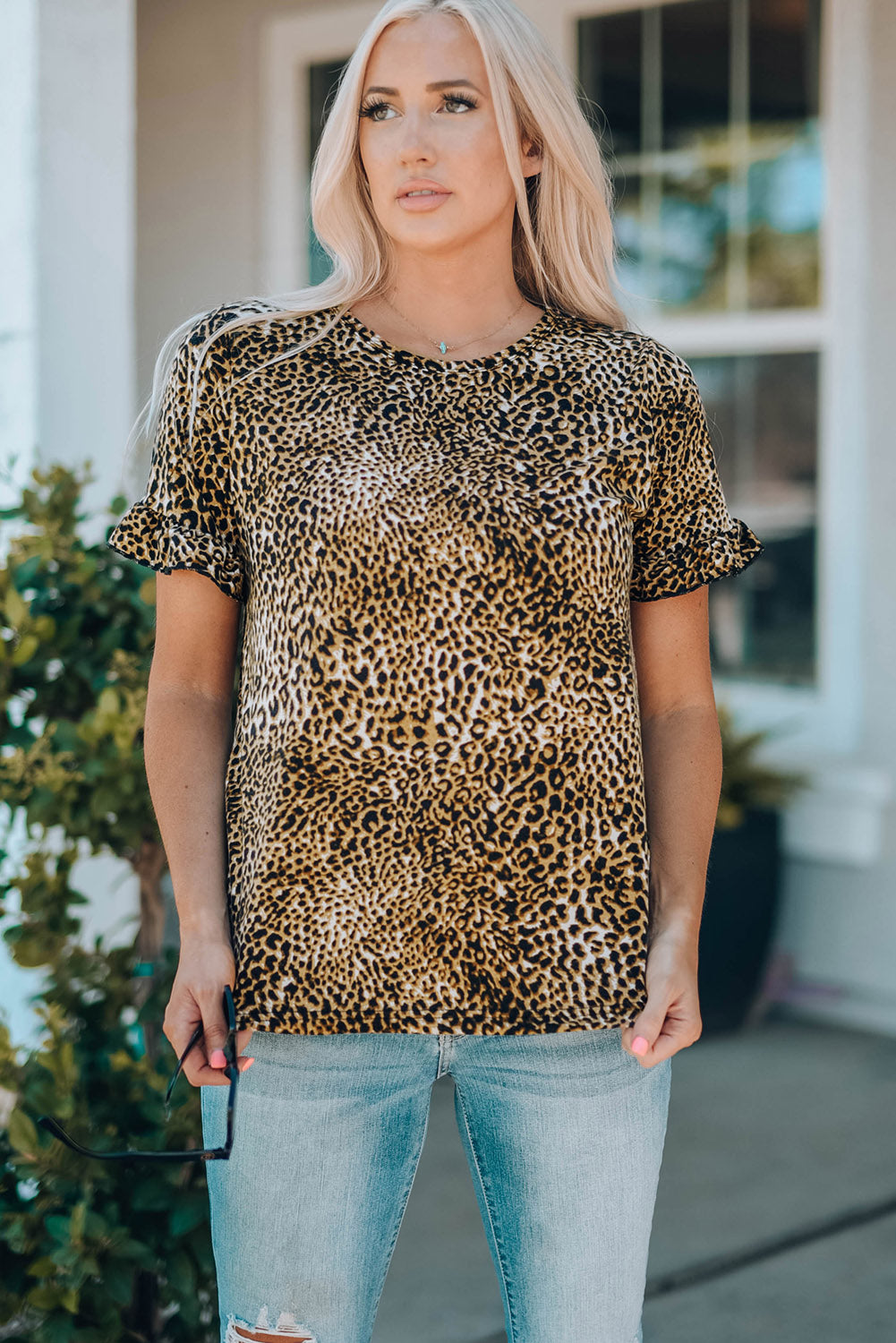 Women Leopard Short Flounce Sleeve Tee - Mommy & Me - women's t-shirt at TFC&H Co.