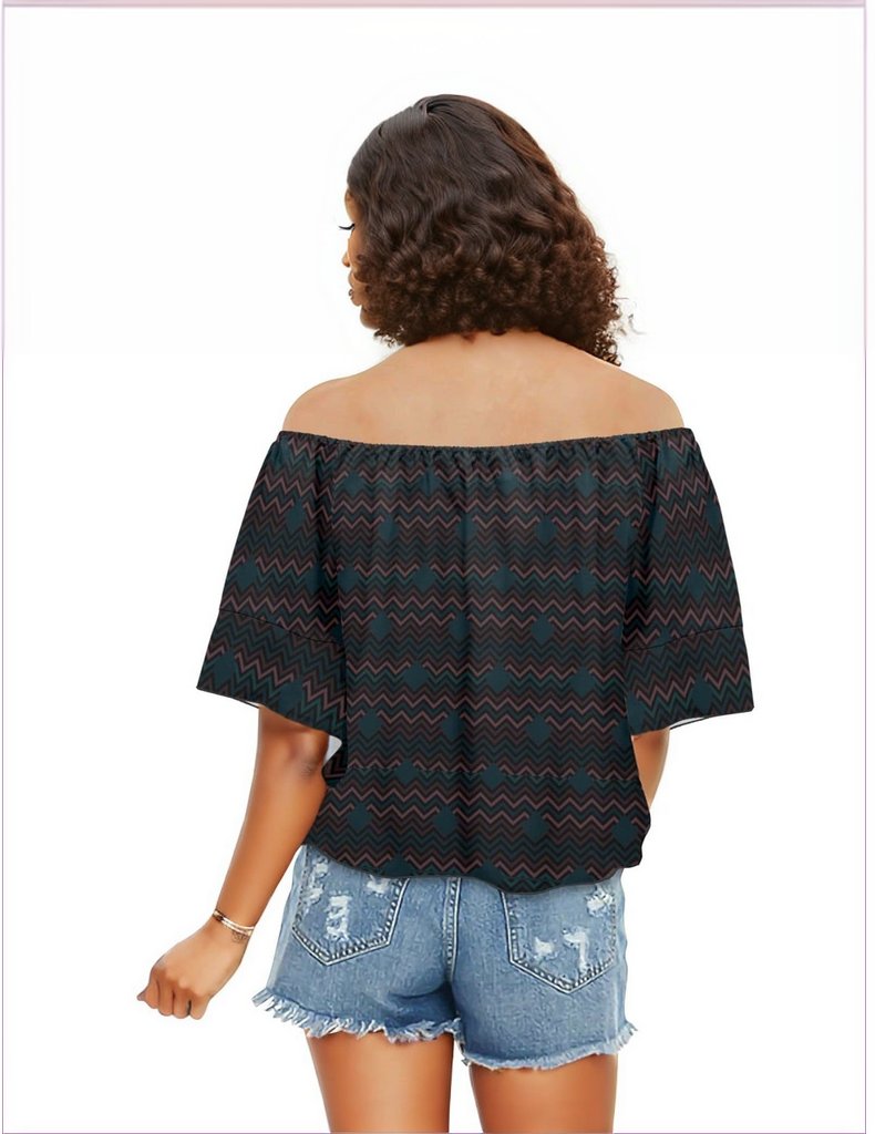Easy Days Dark Off Shoulder Front Knot Blouse - women's blouse at TFC&H Co.