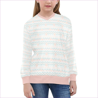White/Pink - Easy Days Girls' V-Neck Sweater - kids sweater at TFC&H Co.