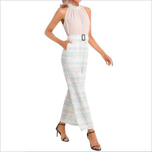 XS - Easy Days Halter Neck Buckle Belted Jumpsuit - womens jumpsuit at TFC&H Co.