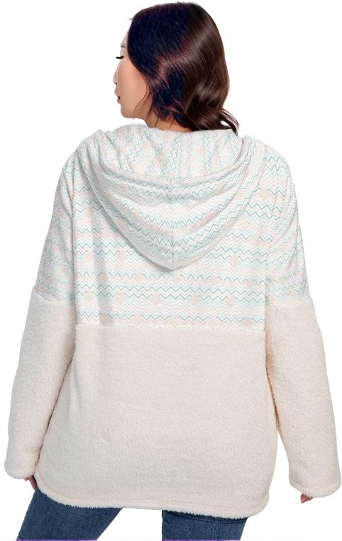 Easy Days Womens Borg Fleece Hoodie With Half Zip Voluptuous (+) Plus Size - women's sweatshirt at TFC&H Co.