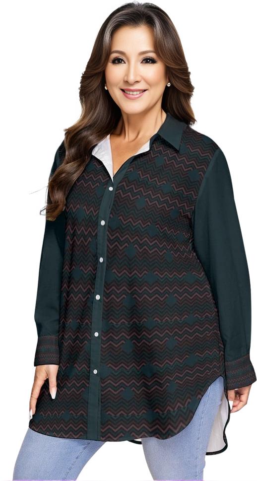 - Easy Days Womens Dark Long Sleeve Button-Up Shirt Voluptuous (+) Plus Size - womens button-up shirt at TFC&H Co.