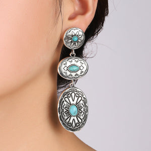 Retro Turquoise Oval Dangle Earrings - Ships from The US - Dangle & Drop Earrings at TFC&H Co.