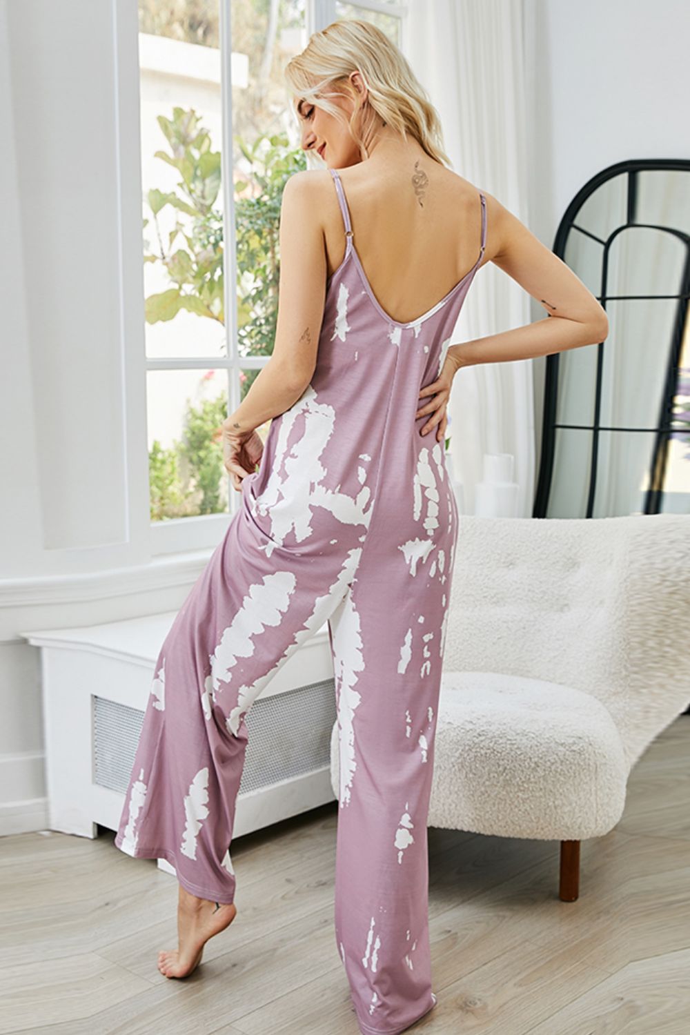 - Tie-Dye Spaghetti Strap Jumpsuit with Pockets - womens jumpsuit at TFC&H Co.