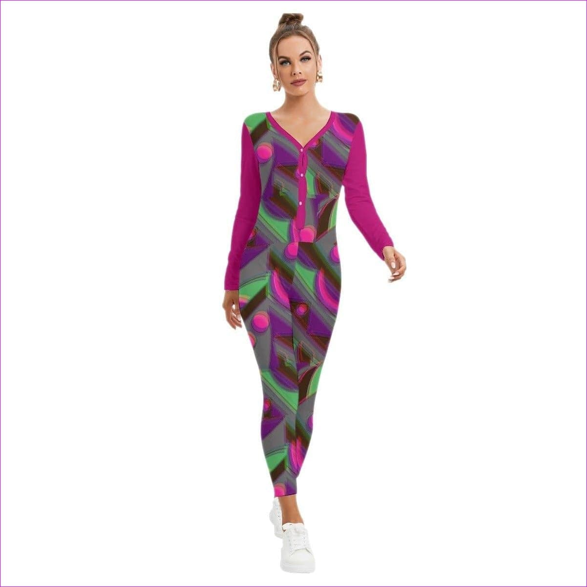 - Eccentric 2 Womens Low Neck One-Piece Pajamas - womens pajama jumpsuit at TFC&H Co.
