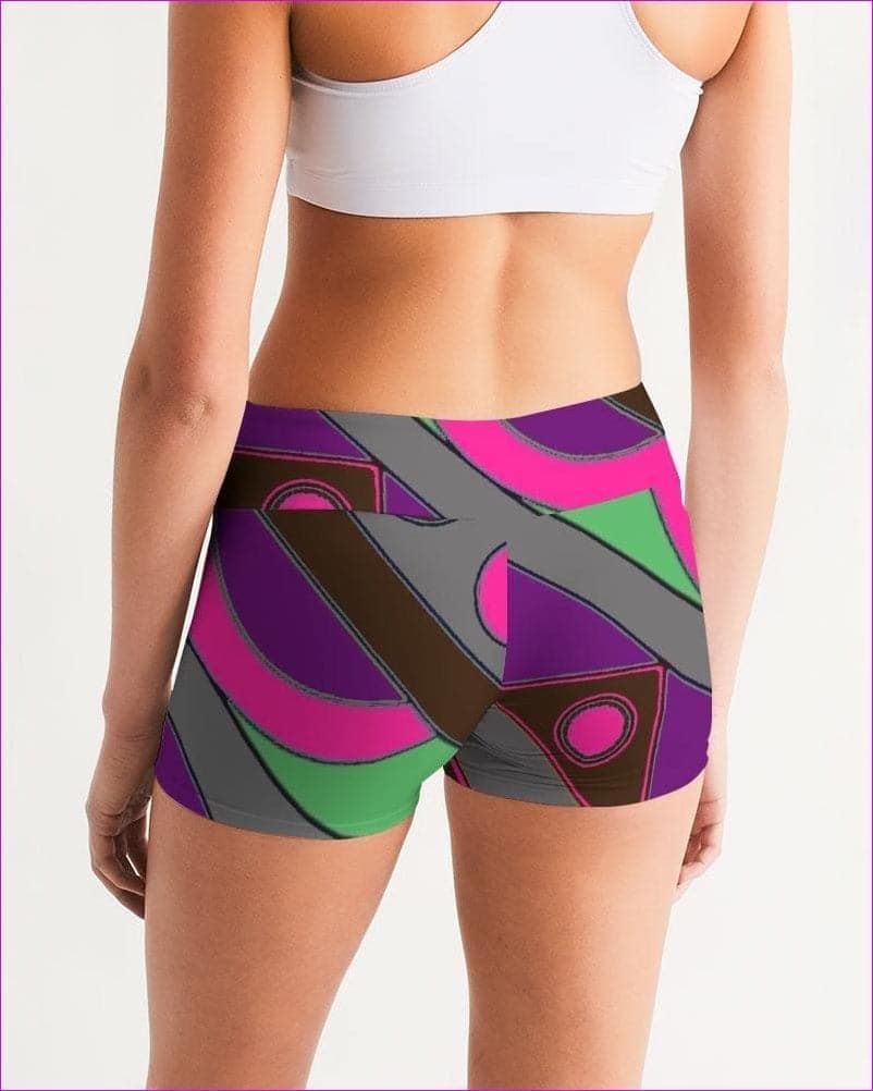 multi-colored Eccentric Wear Womens Mid-Rise Yoga Shorts - women's shorts at TFC&H Co.