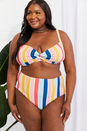 - Marina West Swim Take A Dip Twist High-Rise Bikini in Stripe - Ships from The US - womens bikini set at TFC&H Co.