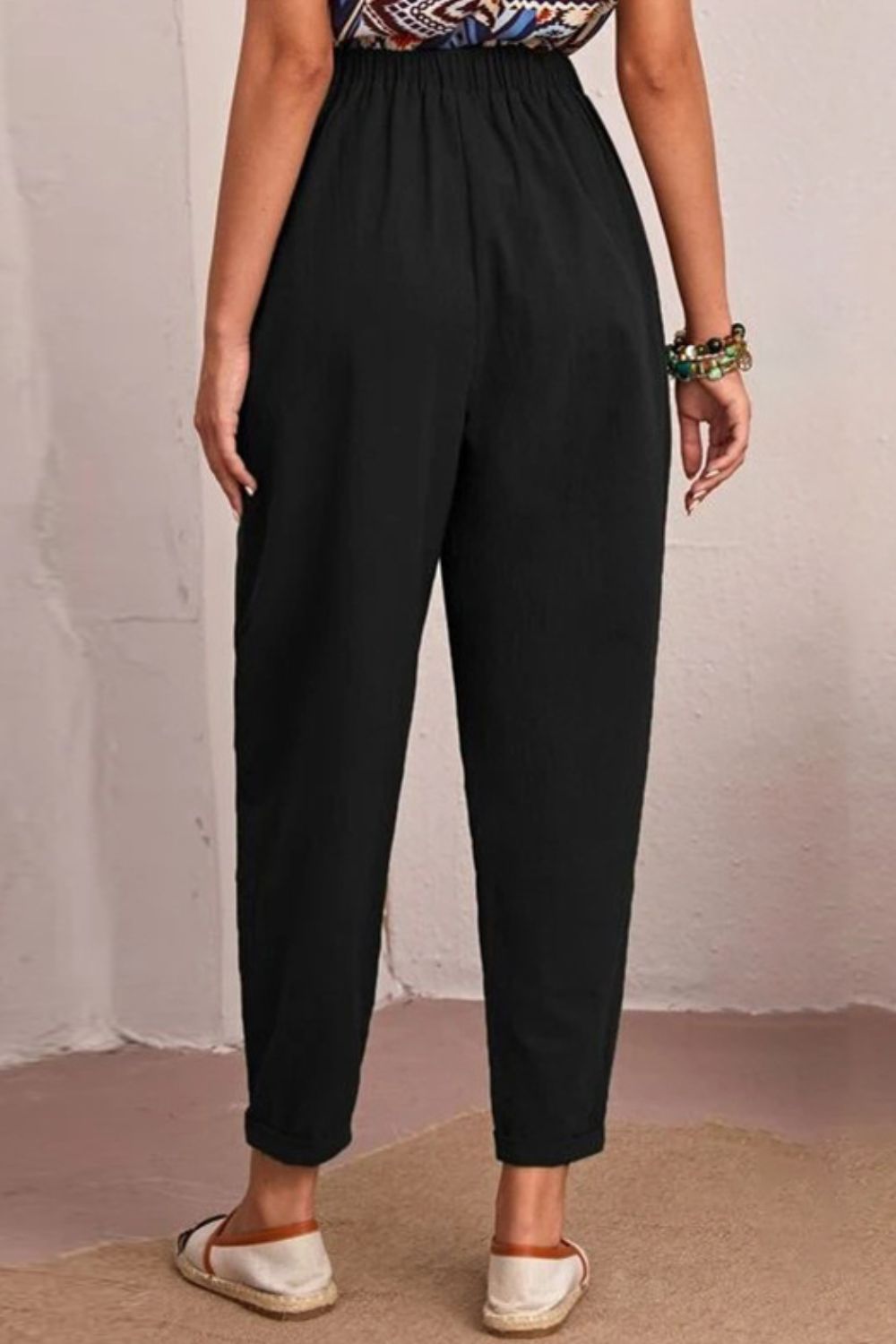 - Elastic Waist Pocket Tapered Pants - 2 colors - womens pants at TFC&H Co.