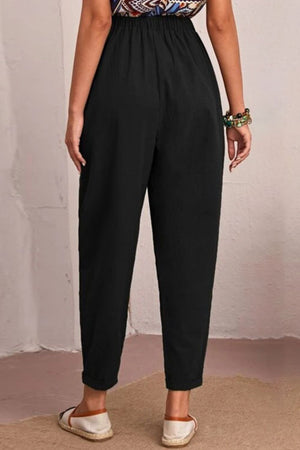 - Elastic Waist Pocket Tapered Pants - 2 colors - womens pants at TFC&H Co.