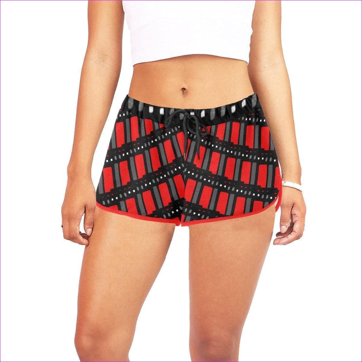 Edgy -Red Women's All Over Print Casual Shorts (Model L19) - Edgy Tease Shorts - womens shorts at TFC&H Co.