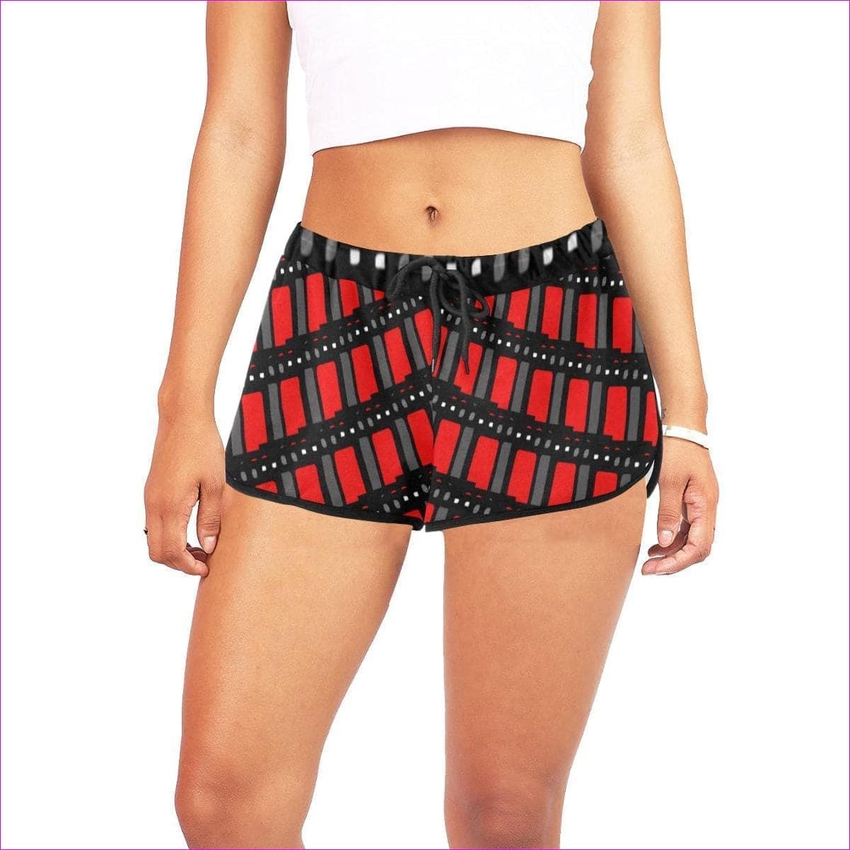 Edgy -Black Women's All Over Print Casual Shorts (Model L19) - Edgy Tease Shorts - womens shorts at TFC&H Co.