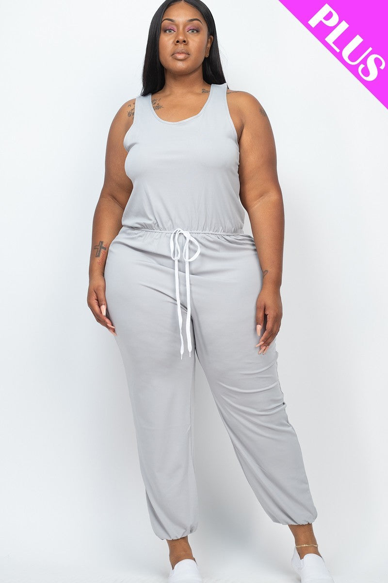- Elasticized Waist Jogger Jumpsuit Voluptuous (+) Plus Size - Ships from The US - womens romper at TFC&H Co.