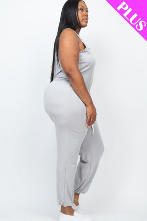 - Elasticized Waist Jogger Jumpsuit Voluptuous (+) Plus Size - Ships from The US - womens romper at TFC&H Co.