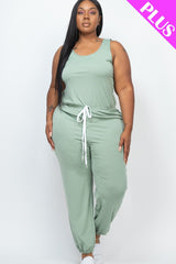 GREEN BAY Elasticized Waist Jogger Jumpsuit Voluptuous (+) Plus Size - Ships from The US - women's romper at TFC&H Co.