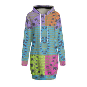 multi-colored - Elegant Elephant Women's Long Hoodie | Interlock Fabric - womens dress at TFC&H Co.