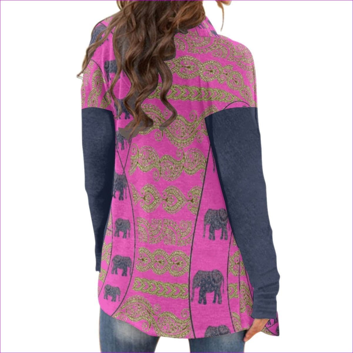 Elegant Elephant Womens Pink Cardigan With Long Sleeve - women's cardigan at TFC&H Co.