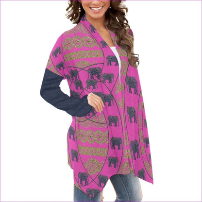 Elegant Elephant Womens Pink Cardigan With Long Sleeve - women's cardigan at TFC&H Co.