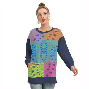- Elegant Elephant Womens Side Split O-neck Sweatshirt - womens sweatshirt at TFC&H Co.