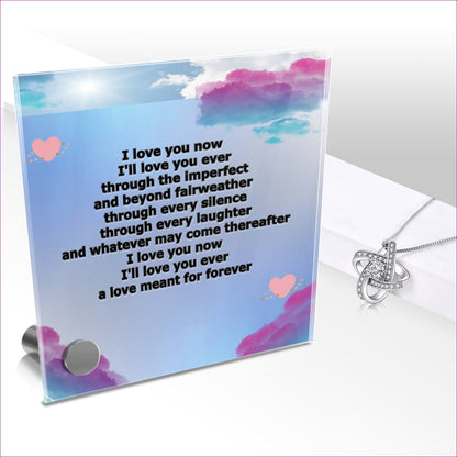 Lumen Glass Message With Enduring Love Knot Pendant Ever Lumen Glass Stand & Necklace Set- Ships from The US - necklace at TFC&H Co.