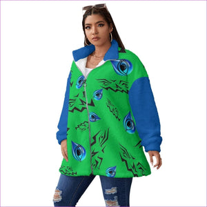 - Evil Eye Borg Fleece Stand-up Collar Womens Coat Voluptuous (+) Plus Size - womens coat at TFC&H Co.