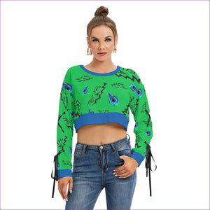 - Evil Eye Womens Long Sleeve Cropped Sweatshirt With Lace up - womens sweatshirt at TFC&H Co.