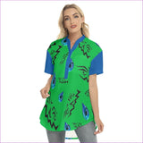 green - Evil Eye Womens Stand-up Collar Blouse With Open Button - womens blouse at TFC&H Co.