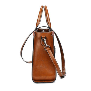 - Exaggerated Stitching Oil Wax Cowhide Leather handbag - handbag at TFC&H Co.
