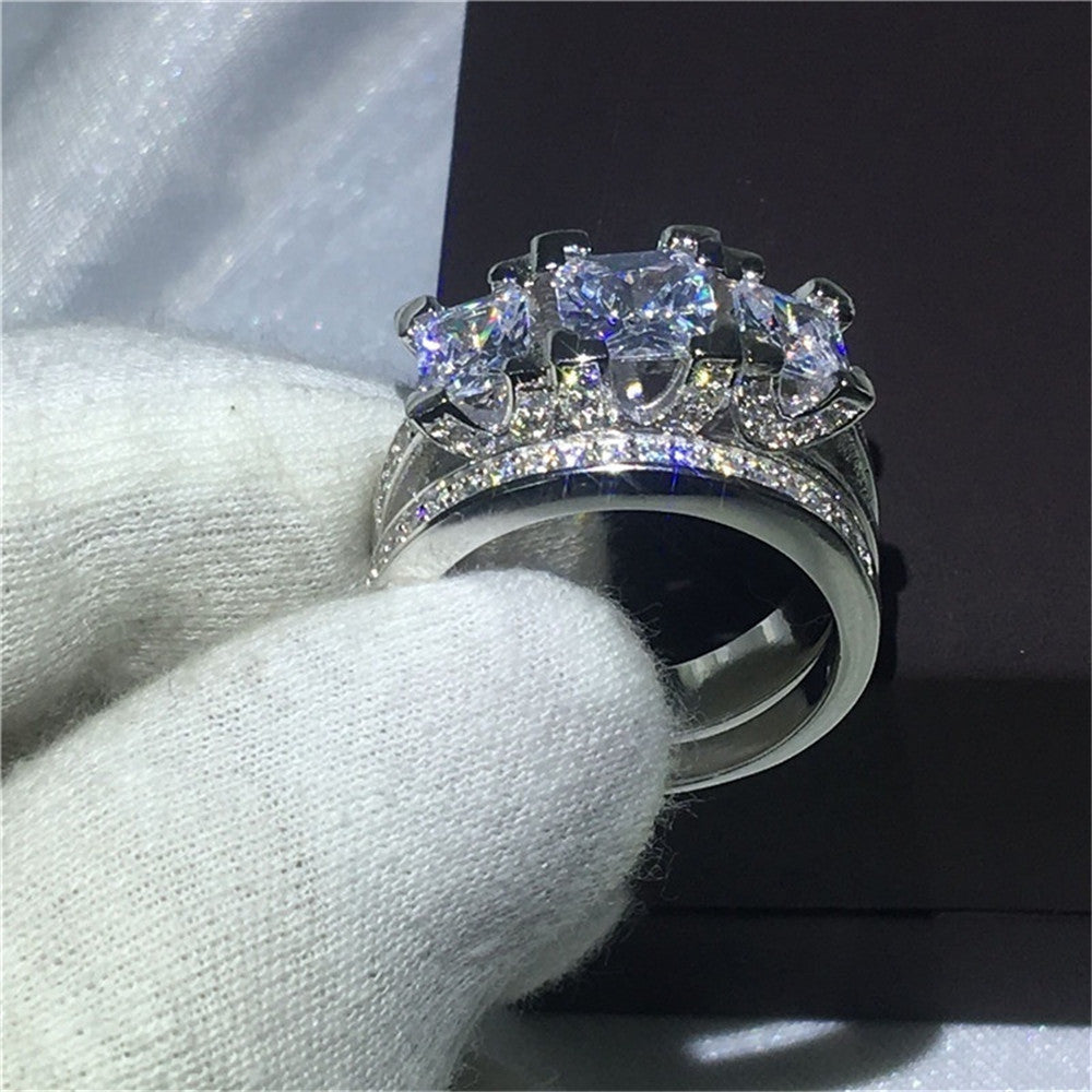 SILVERY US 11 Extravagant Zircon Diamond Ring - ring at TFC&H Co.