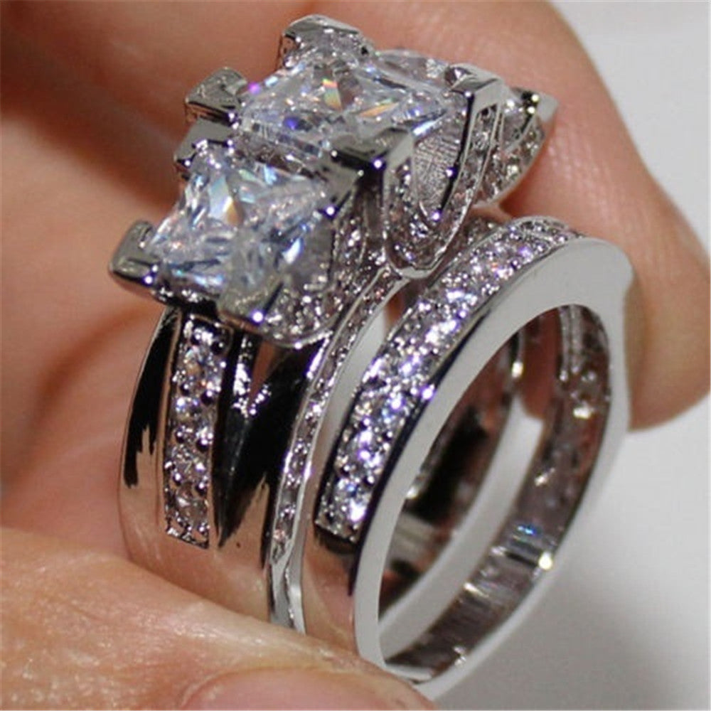SILVERY - Extravagant Zircon Diamond Ring - ring at TFC&H Co.