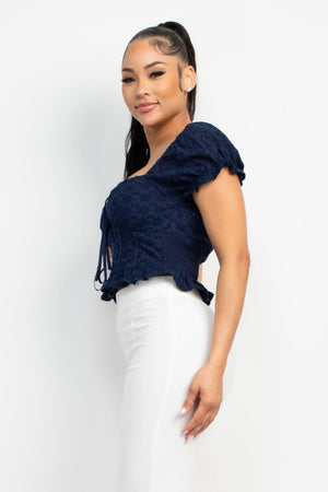 - Eyelet Embroidered Smock Top - 2 colors - Ships from The US - womens shirt at TFC&H Co.