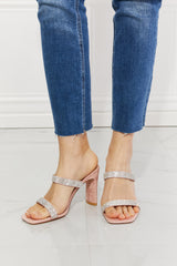 DUSTY PINK MMShoes Leave A Little Sparkle Rhinestone Block Heel Sandal in Pink - Ships from The US - women's sandals at TFC&H Co.