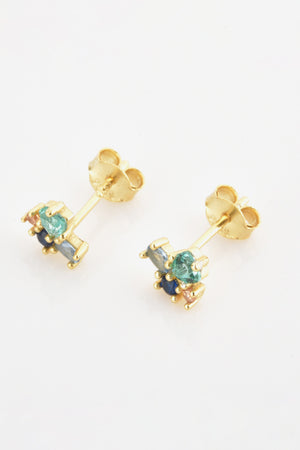 - Multicolored Zircon 925 Sterling Silver Gold Plated Stud Earrings - 2 colors - earrings at TFC&H Co.