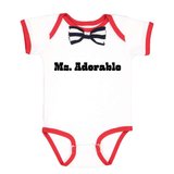 WHITE/ RED/ NAVY-WHITE STRIPE - Ms. Adorable Baby Rib Bow Tie Bodysuit - Ships from The US - infant onesie at TFC&H Co.