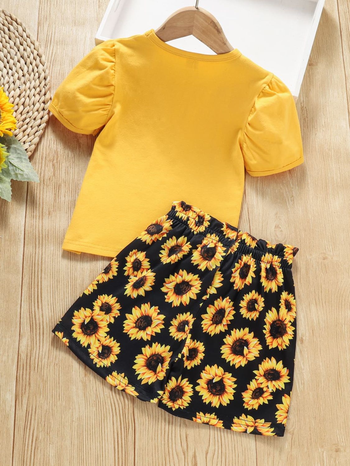 - Girls Slogan Graphic Top and Sunflower Print Shorts Set - toddler tee & short set at TFC&H Co.