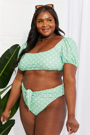 - Marina West Swim Vacay Ready Puff Sleeve Bikini in Gum Leaf - Ships from The US - womens bikini set at TFC&H Co.