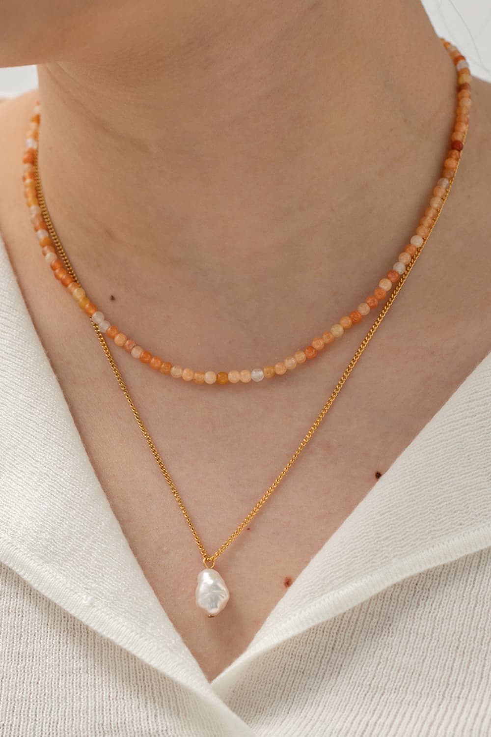 Double-Layered Freshwater Pearl Pendant Necklace - necklace at TFC&H Co.