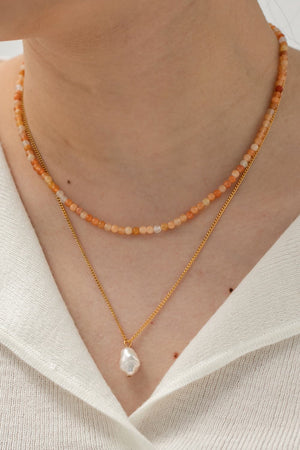 - Double-Layered Freshwater Pearl Pendant Necklace - necklace at TFC&H Co.