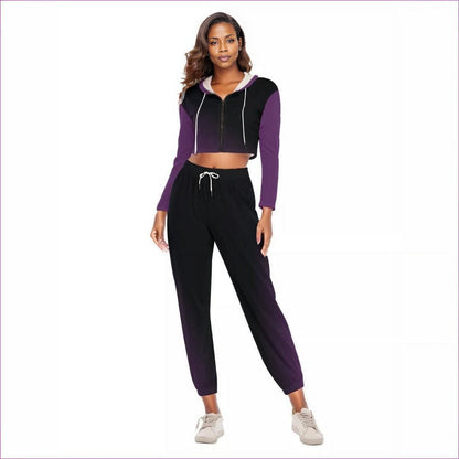 Fade Womens Crop Hoodie Sports Set - women's jogging set at TFC&H Co.