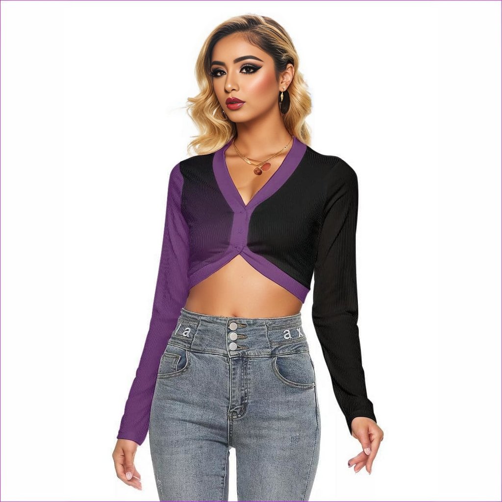 black Fade Womens Crop Top With Button Closure - women's crop top at TFC&H Co.