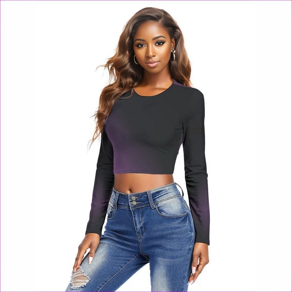 - Fade Womens Round Neck Crop Top T-Shirt - womens crop top at TFC&H Co.