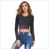 Black - Fade Womens Round Neck Crop Top T-Shirt - womens crop top at TFC&H Co.